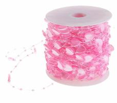 Бусы на леске сердца 13мм арт.136789 св.розовый