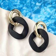 Серьги "Цепь" 50*35мм арт.5485509 золото/черный