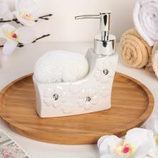 Дозатор для моющего средства 250мл с подставкой для губки 13*5*15см