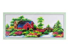 F-8232 "Дом в летнем саду у озера" Набор для вышивания мулине 46*23см