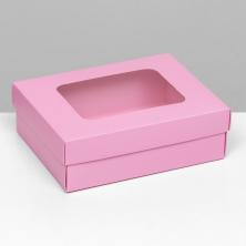 Коробка крафт с окошком 16,5*12,5*5см арт.9702432 розовый