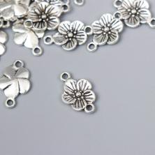 Коннектор "Незабудка" 17*11мм отв-е 1мм арт.7006242 серебро