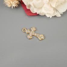 Подвеска "Крест" со стразами 13*24мм арт.ИВ-51