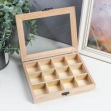 Шкатулка дерево "Прямоугольная" 15*19*3,5см 12 отделений арт.1062540