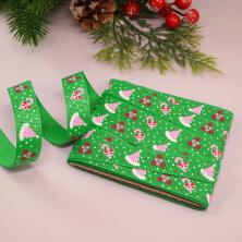 Лента репсовая 15мм "Новый год" арт.X-10 зеленый