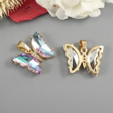 Подвеска "Бабочка" цирконий/фианит 20*16мм арт.ИВ-201 покрытие золото 18К