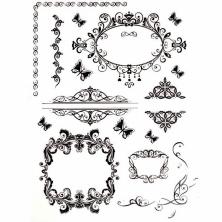 Трансфер декоративный "Рамочки с бабочками" 17*25см арт.R-051 черный