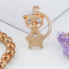 Брошь "Кошки" 20*25мм со стразами арт.236241 золото/серебро
