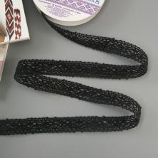 Кружево лен  14мм арт.HVK-37 чёрный (3м)