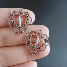 Подвеска "Сердце ажурное" 20*20мм арт.ИВ-53 серебро