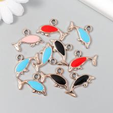 Подвеска пластик под металл "Дельфин" 27*16мм арт.9464383 ассорти