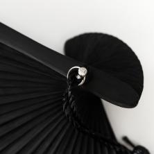 Веер бамбук/текстиль 21см "Бабочки в траве" арт.7641634 черный/белый