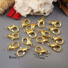 Карабин для бижутерии 15*8мм арт.ФУ-11827 золото