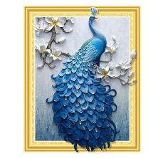 "Павлин 5D" 40*50см арт.0487 LT Картина стразами на подрамнике