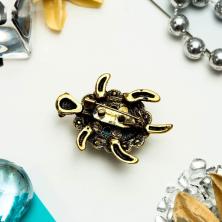 Брошь "Черепашка" 40*30мм арт.3723985 голубой/ч.золото