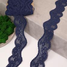 Кружево стрейч  48мм арт.6345 т.синий