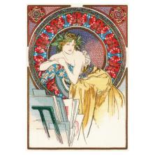 100/058 Девушка с мольбертом, по мотивам произведения А.Мухи. 28*40см Набор для вышивания