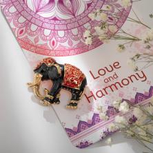 Брошь эмаль "Слон" 30*20мм арт.2291726 золото/микс