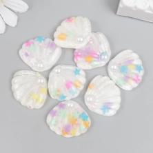 "Ракушка со звездочками" 25*28мм арт.7985192 белый/микс