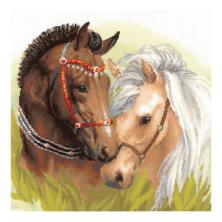 1864 "Пара лошадей" Набор для вышивания мулине "Риолис" 40*40см