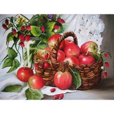 "Натюрморт Яблоки в корзине"45*35см арт. WM4975 Картина стразами