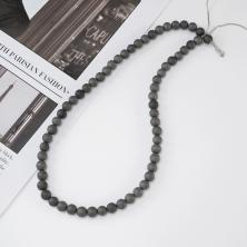 Бусины из натурального камня "Агат Африканский" 6-6,5мм 38см арт.ФУ-12005 серый (63бусин)