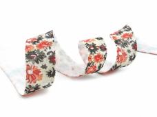 Косая бейка стрейч "Цветочки" 15мм арт.546 (22,8м)