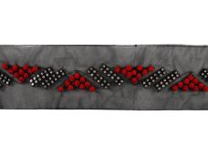 Тесьма с бусинами и стразами 80мм арт.MLS-1007