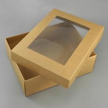 Коробка крафт с окошком 30*23*9см арт.SF-7168 натуральный
