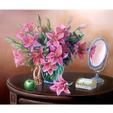 "Букет лилий" 50*40см арт.0034B Картина стразами на подрамнике