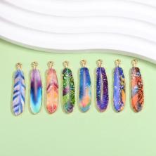 Подвеска "Перышко" 8,5*38мм арт.ИВ-216 золото/микс