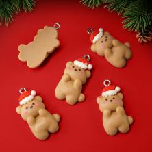 Подвеска акрил "Мишка" 18*32мм арт.ИВ-911 беж/красный