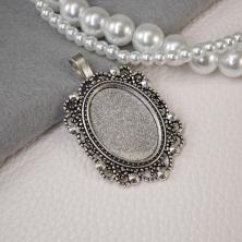 Основа под кабошон "Ажур" 30*46мм арт.ИВ-187 античное серебро