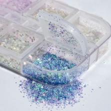 Блестки в контейнере 12цв 13*5см арт.9880054 мик