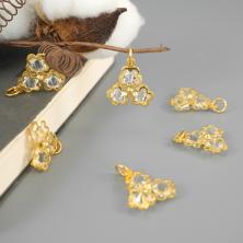 Подвеска "Цветочки" 20*20мм со стразами арт.32 золото