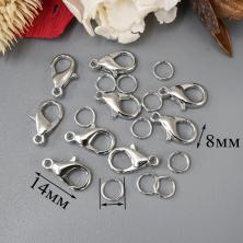 Карабин для бижутерии 14*8мм с кольцом арт.ФУ-11827 никель