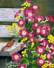 Г-019 "Птица на скамье" Рисунок на ткани "М.П.Студия" 50*40см