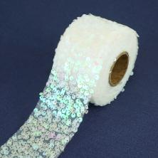 Фатин мягкий  6,0см с пайетками арт.SF-7725 белый перламутр