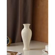 Ваза керамика 12*12*28см "Кокетка" арт.6758143 белый