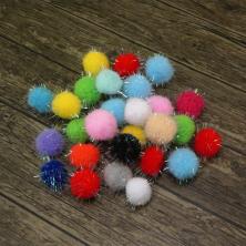 Помпоны с люрексом 20мм арт.ФУ-10071 ассорти (75шт)