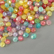 Бусины акрил граненые  6*5мм арт.3069 ассорти перламутр (50гр) (600±5шт)