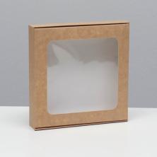 Коробка крафт с окошком 16*16*3см арт.2968415