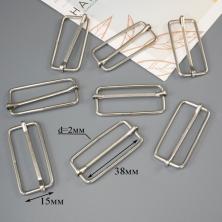 Пряжка регулировочная металл 38*15*2мм арт.553550 никель