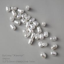 Бусины акрил 5,5*3,5мм "Жемчуг" арт.ИВ-338 белый (50шт)