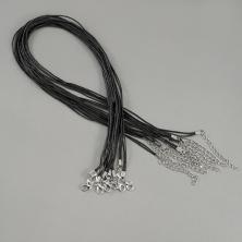 Шнур с замком вощеный 1,0мм 45см + 5см удлинитель арт.JF-010 черный/серебро