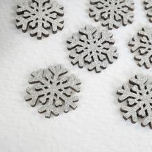 Декор дерево "Снежинка" 30мм арт.1144 глиттер серебро (10шт)