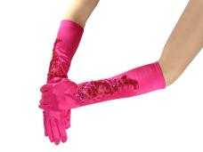 Карнавальный аксессуар перчатки атласные 40см арт.CC-5417 с бусинами и пайетками