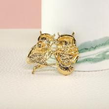 Брошь со стразами "Совушки" 32*26мм арт.ИВ-698 зол/микс