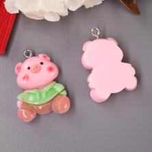 Подвеска акрил "Хрюша" 20*28мм арт.ИВ-399 розовый/микс