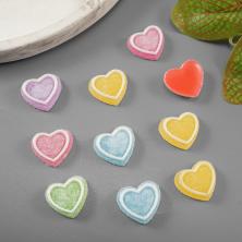 Кабошон"Сердце мармеладное" 15*17мм арт.ИВ-486 микс